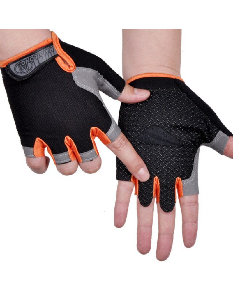 Перчатки спортивные черные с оранжевым